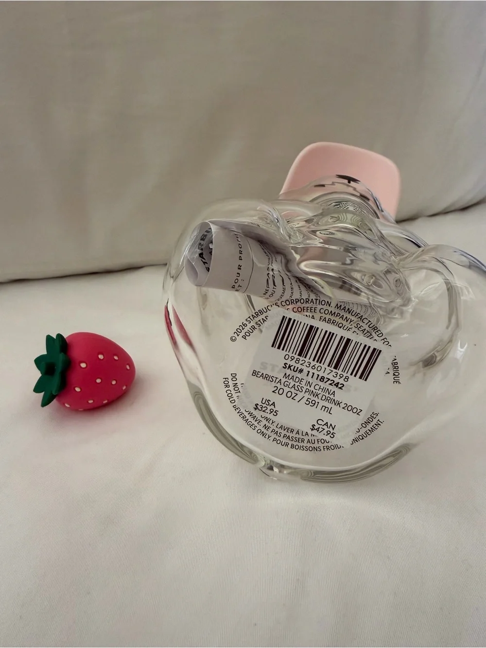Starbucks Strawberry Bearista Glass Cup